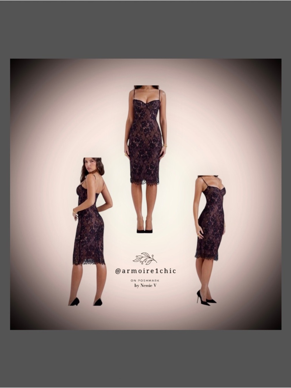 ARIELLA & AYANA | Black Luxe Lace Spaghetti Strap Midi Dress | Women’s Size S - Picture 1 of 17